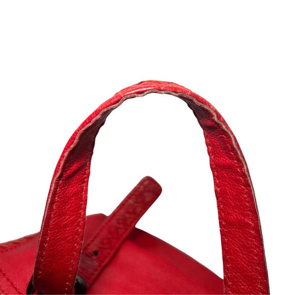 Bottega Veneta Shopper Tote Bag Red Leather Intrecciato Trim w/Adjustable Straps - Picture 2 of 12